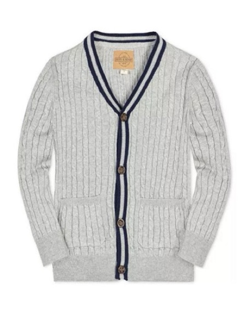 Hope & Henry Organic Long Sleeve Cable Knit Cardigan Sweater (Size: 3T)
